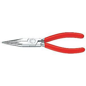 Knipex Long Nose Plier, 5" Overall Length, 1-3/16" Max. Jaw Opening, Serrated Gripping Surface