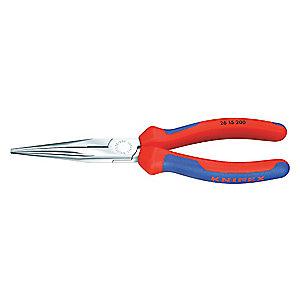 Knipex Long Nose Plier, 8" Overall Length, 1" Max. Jaw Opening, Serrated Gripping Surface