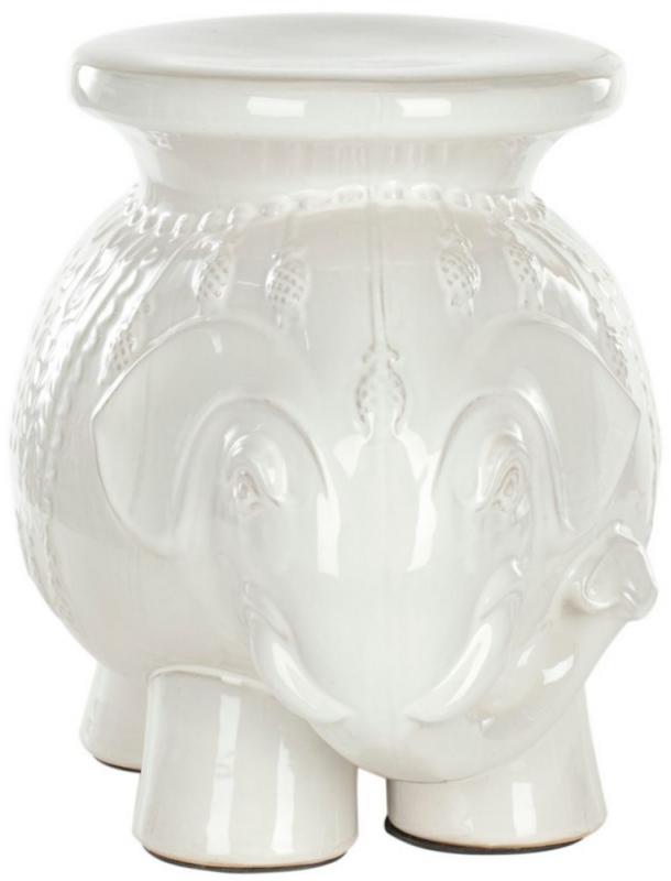 Safavieh Elephant Ceramic Patio Stool in Antique White