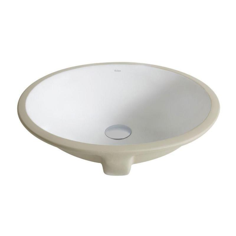 Kraus Elavo Large Ceramic Oval Undermount Bathroom Sink with Overflow in White