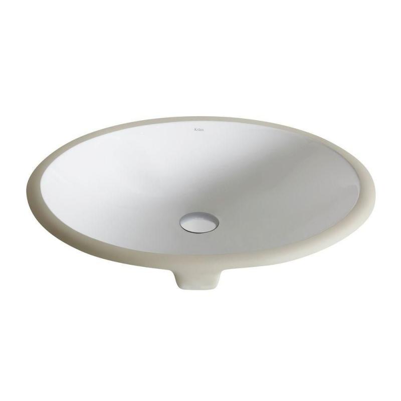 Kraus Elavo Small Ceramic Oval Undermount Bathroom Sink with Overflow in White