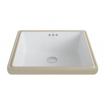 Kraus Elavo Ceramic Square Undermount Bathroom Sink with Overflow in White