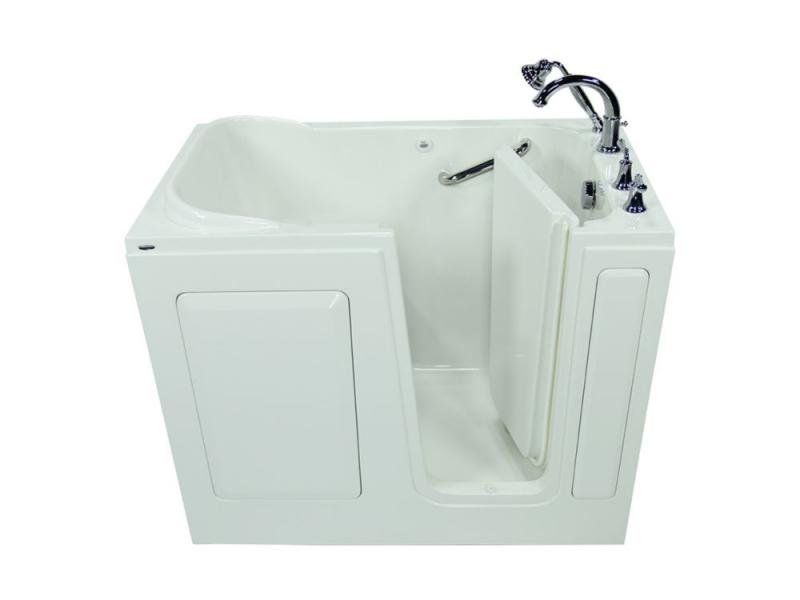 American Standard 48" x 30" x 50" Gelcoat Soaking Right-Hand Drain Walk-In Bathtub