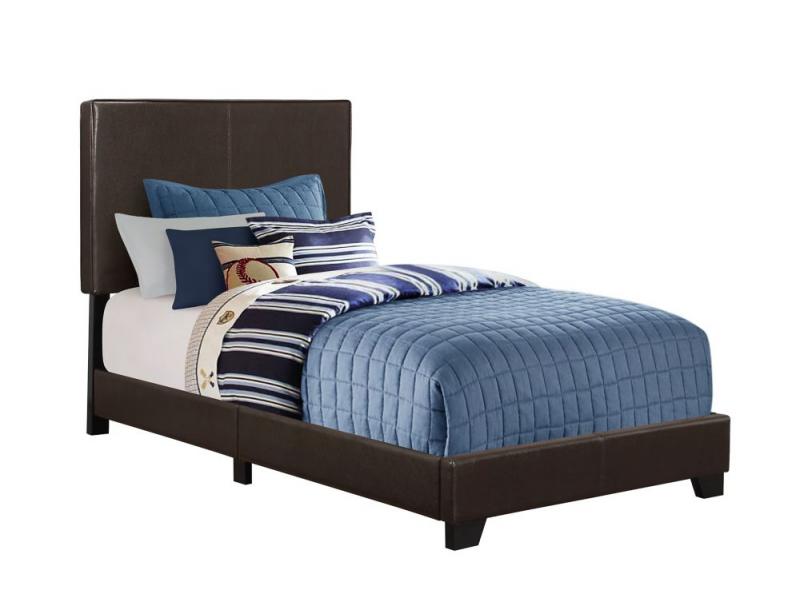 Monarch Bed - Twin Size / Dark Brown Leather-Look Fabric