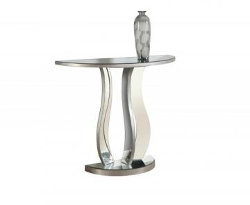 Monarch Console Table - 36 Inch L / Brushed Silver / Mirror
