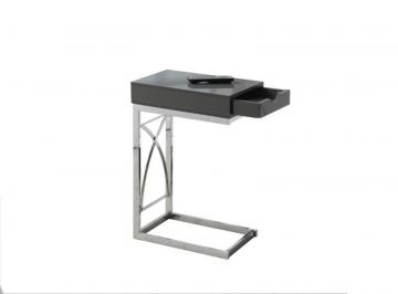 Monarch Accent Table - Chrome Metal / Glossy Grey With A Drawer