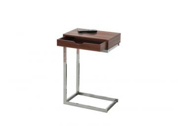 Monarch Accent Table - Walnut / Chrome Metal With A Drawer