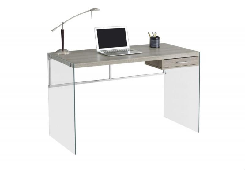 Monarch Computer Desk - 48 Inch L / Dark Taupe / Tempered Glass