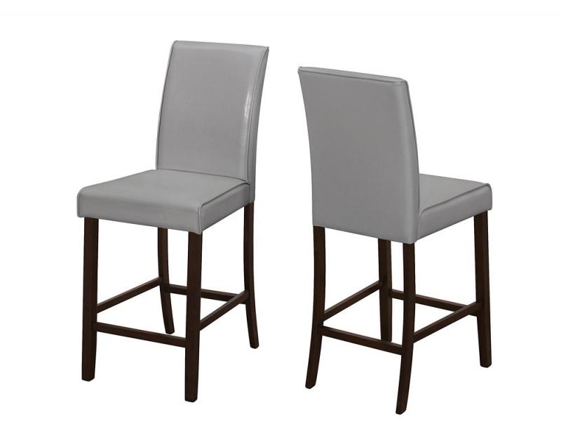Monarch Dining Chair - 2Pcs / Grey Leather-Look Counter Height
