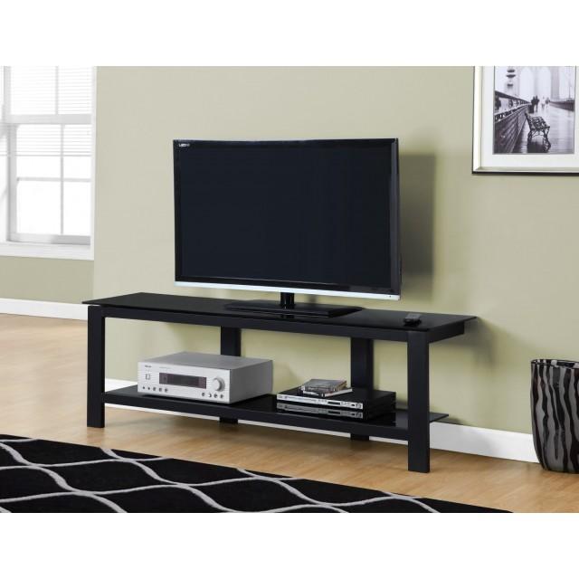 Monarch TV Stand - 60 Inch L / Black Metal With Black Tempered Glass