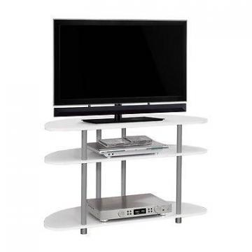 Monarch TV Stand - 38 Inch L / White With Silver Accent