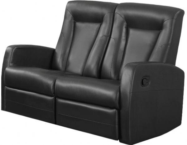 Monarch Reclining - Love Seat Black Bonded Leather