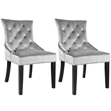 Corliving Antonio Accent Chair In Soft Grey Velvet, Set Of 2