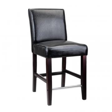 Corliving Antonio Counter Height Barstool In Black Bonded Leather