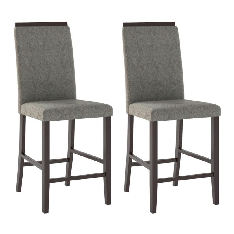 Corliving Bistro Dining Chairs In Pewter Grey Fabric, Set Of 2