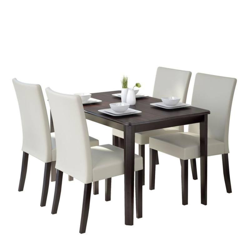 Corliving Atwood 5pc Dining Set, With Cream Leatherette Seats
