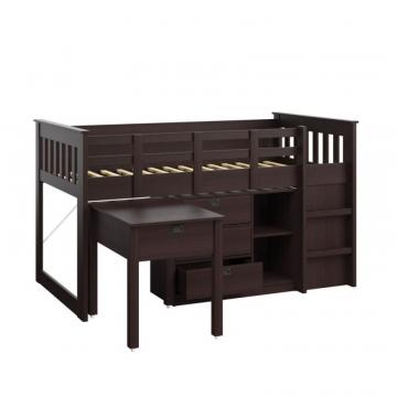 Corliving Madison 4pc All-In-One Single/Twin Loft Bed In Rich Espresso