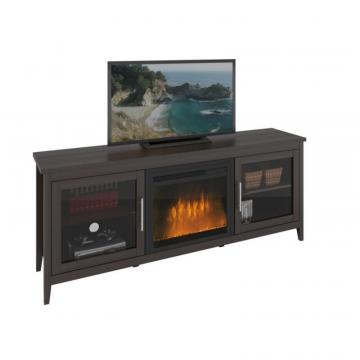 Corliving Jackson Espresso Fireplace TV Bench, For Tvs Up To 80 Inch