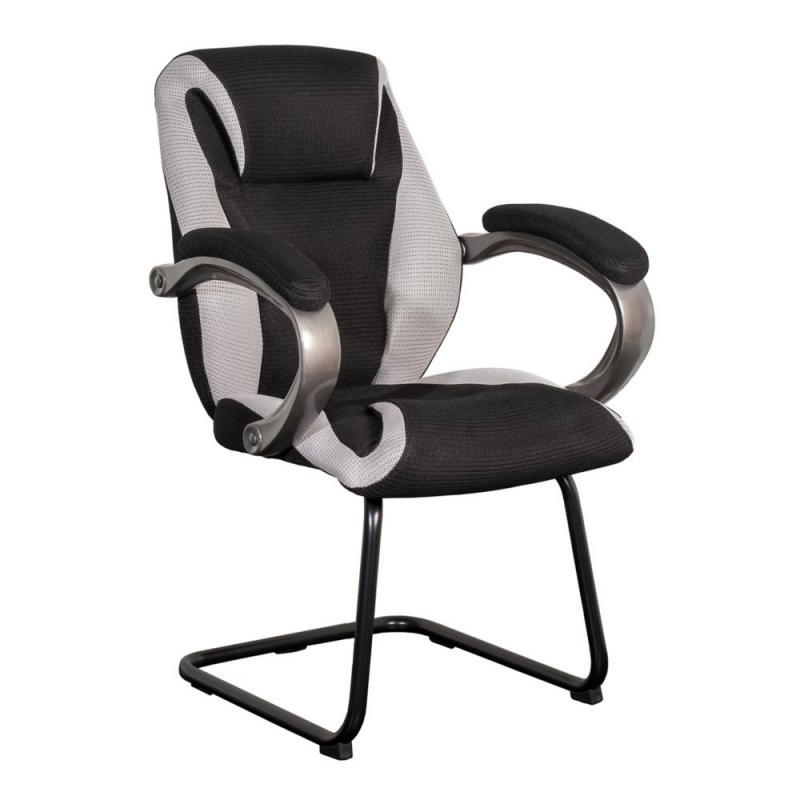 Corliving BIFMA Workspace Black And Grey Mesh Fabric Office Guest Chair