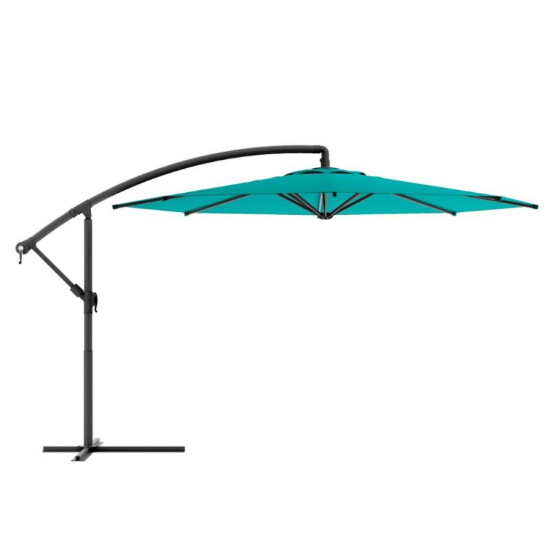 Corliving Offset Patio Umbrella in Turquoise Blue