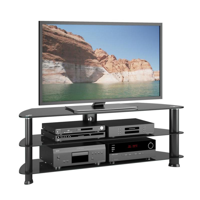 Corliving Laguna Satin Black TV Stand, For Tvs Up To 60 Inch