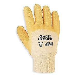 Ansell Natural Rubber Latex Coated Gloves, ANSI/ISEA Cut Level 2, Cotton Lining, Amber, XL