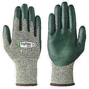 Ansell Nitrile Cut Resistant Gloves, ANSI/ISEA Cut Level 4, Stainless Steel Lining, Green, Yellow, M