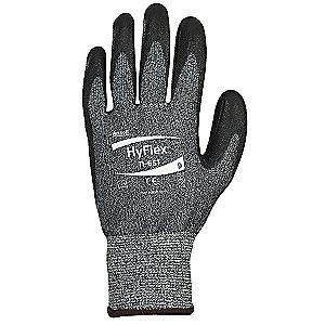Ansell Polyurethane Cut Resistant Gloves, ANSI/ISEA Cut Level 3, HPPE, Lycra Lining, Black, Gray, 10