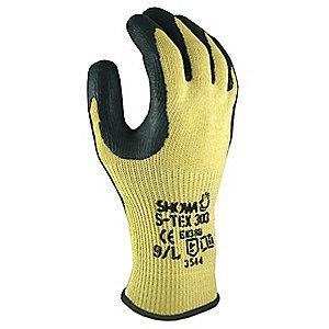 Showa Natural Rubber Latex Cut Resistant Gloves, Cut Level 5 Lining, Yellow/Black, L, PR 1