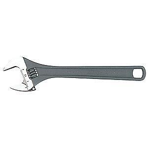 Channellock 8" Adjustable Wrench, Plain Handle, 1-3/16" Jaw Capacity, Steel