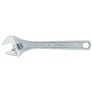 Channellock 12" Adjustable Wrench, Plain Handle, 1-1/2" Jaw Capacity, Steel