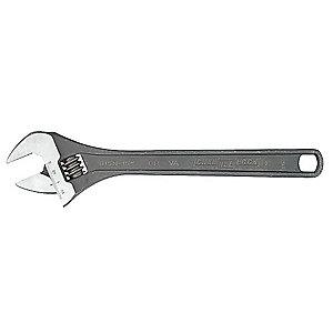 Channellock 15" Adjustable Wrench, Plain Handle, 1-21/32" Jaw Capacity, Steel