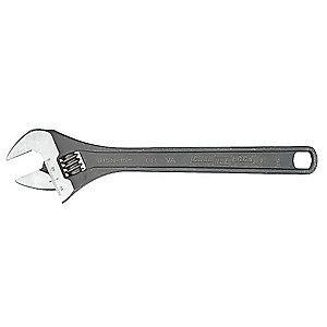 Channellock 15" Adjustable Wrench, Plain Handle, 1-21/32" Jaw Capacity, Steel