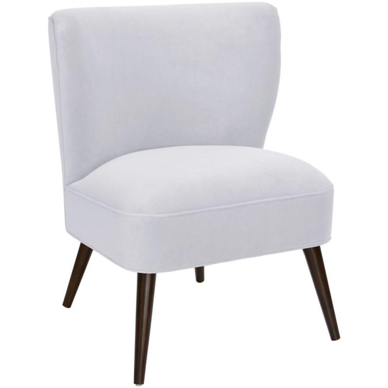 Skyline Curved Armless Chair In Velvet White