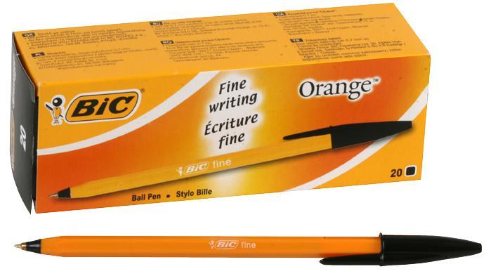 BIC Fine Tip Cristal Orange Ballpoint Pens - Pack of 20 (Black)