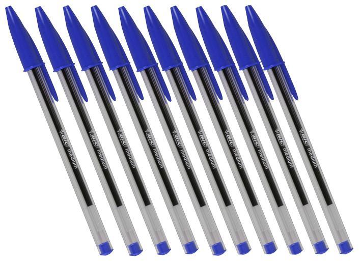 BIC Medium Tip Cristal Ballpoint Pens - Pack of 10 (Blue)