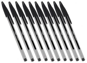 BIC Medium Tip Cristal Ballpoint Pens - Pack of 10 (Black)