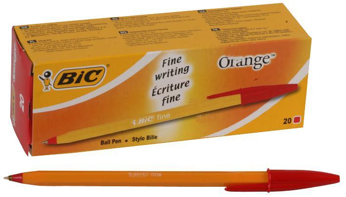 BIC Fine Tip Cristal Orange Ballpoint Pens - Pack of 20 (Red)