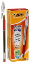BIC Medium Tip Cristal Grip Ballpoint Pens - Pack of 20 (Red)