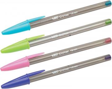 BIC Large Tip Cristal Fun Ballpoint Pens - Pack of 4 Assorted Colours