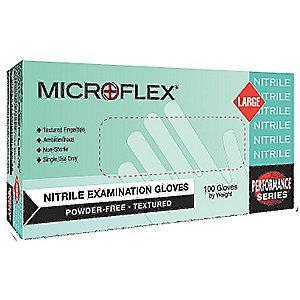 Microflex 9-1/2" Powder Free Unlined Nitrile Disposable Gloves, Blue, Size  L