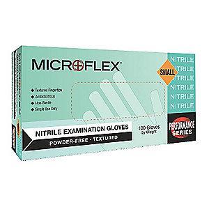 Microflex 9-1/2" Powder Free Unlined Nitrile Disposable Gloves, Blue, Size  S