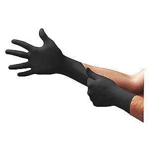 Microflex 9-1/2" Powder Free Unlined Nitrile Disposable Gloves, Black, Size  L, 10PK