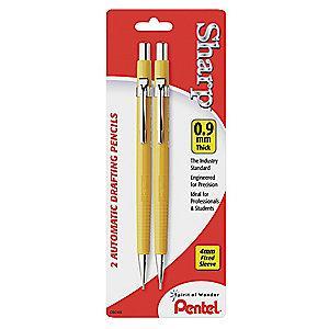Pentel Mechanical Pencil, 0.9mm, Yellow, PK2