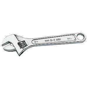 SK 18" Adjustable Wrench, Plain Handle, 1-5/8" Jaw Capacity, Steel
