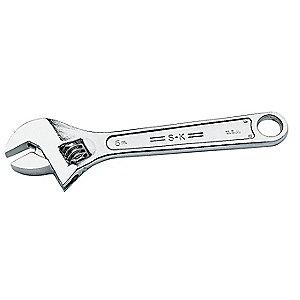 SK 8" Adjustable Wrench, Plain Handle, 15/16" Jaw Capacity, Steel