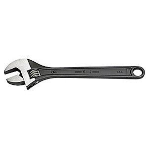 SK 10" Adjustable Wrench, Plain Handle, 1-1/8" Jaw Capacity, Steel