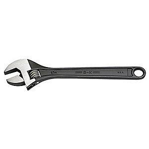 SK 8" Adjustable Wrench, Plain Handle, 1-1/8" Jaw Capacity, Steel