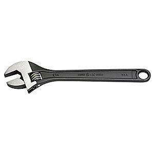 SK 15" Adjustable Wrench, Plain Handle, 1-5/8" Jaw Capacity, Steel