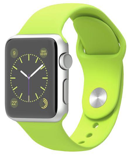 Apple Watch Sport 38mm Silver Aluminium Case with Green Sport Band